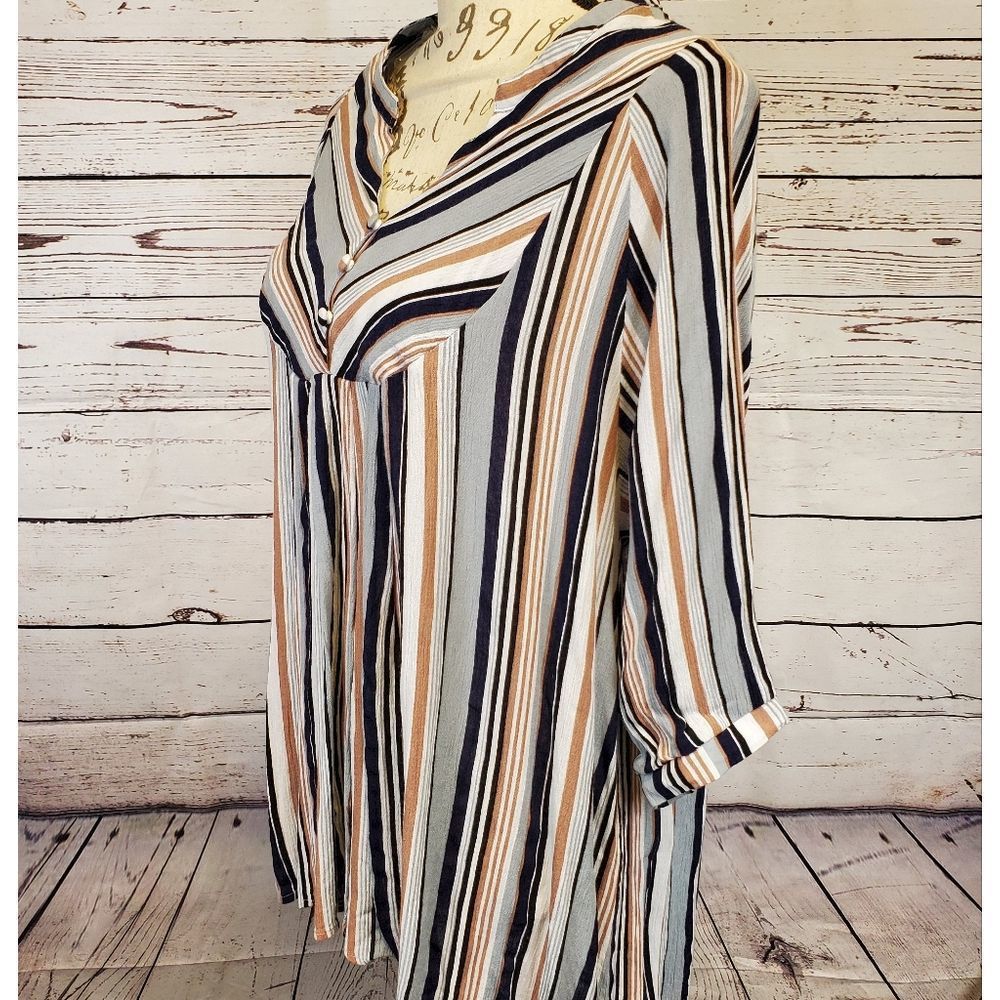 Umgee Usa Multi Color Tunic Stripe Top, Size Small - image 3